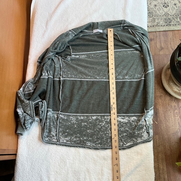 Allen Allen Open Front Cardigan Warm Green Small - Picture 3 of 4